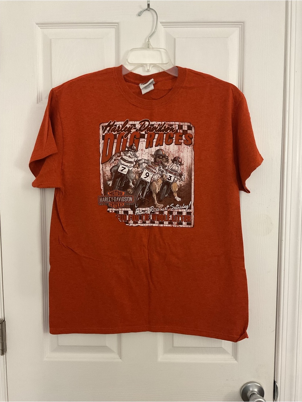 Harley-Davidson Vintage Men’s Orange Dog Races Graphic T-Shirt